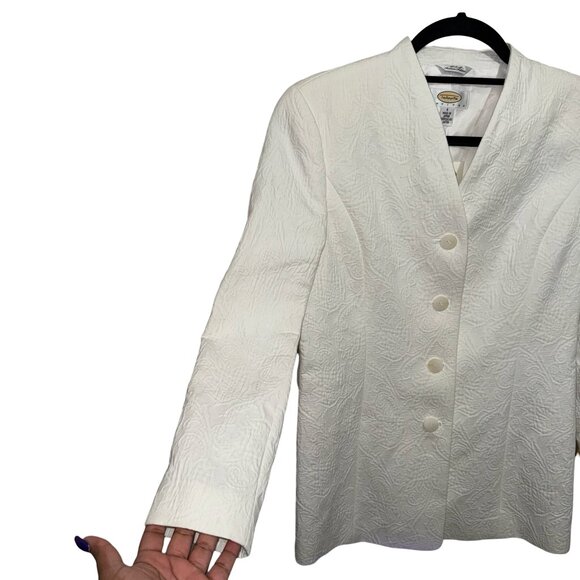 Talbots VTG Women's Ivory Textured Italian Cotton Pique Jacket Sz 4 NWT - Picture 2 of 10